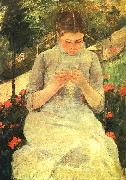 Mary Cassatt Girl Sewing oil on canvas